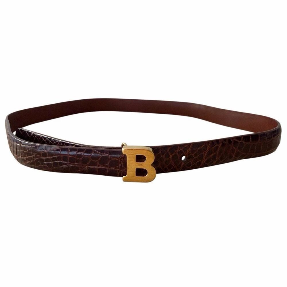Bally Women’s Genuine Alligator Leather Skinny Belt 75